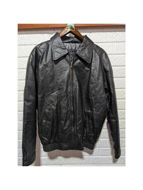 Cougar Men's Black Leather Jacket w/Quilted Lining Sz M